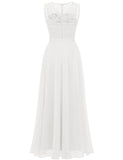 1 x RAW Customer Returns DRESSTELLS Women s Evening Dress Long Elegant for Wedding Chiffon Bridesmaid Dresses Floor-Length Cocktail Dress Lace Sleeveless Ball Gown White 2XL - RRP €57.05