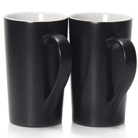 1 x RAW Customer Returns 600ml Tall Coffee Mugs, Smilatte M007 Plain Tall Ceramic Cup with Handle for Dad Men, Set of 2, Black - RRP €23.21