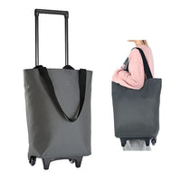 1 x RAW Customer Returns Belegao Shopping Bag on Wheels 17L - Foldable Shopping Trolley with Zipper Waterproof Trolley Bag Telescopic Handle Reusable Collapsible Shopping Cart Shopping Bags, Gray - RRP €32.99