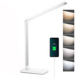 1 x RAW Customer Returns mafiti desk lamp LED dimmable table lamp 5 colors and 3 brightness levels, eye-friendly bedside lamp, USB port for readers, children, office white energy class E  - RRP €20.16