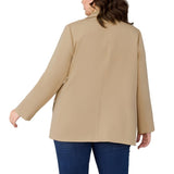 1 x RAW Customer Returns Hanna Nikole Blazer Open Front Women s Jacket with Pocket and Buttons, Khaki, 52-54 Plus - RRP €32.21