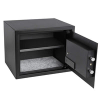 1 x RAW Customer Returns Homesafe HV30E safe with key, electronic furniture safe, document safe, electronic safe for home, shop, office, hotel, money, 30x38x30cm HxWxD , carbon satin black - RRP €89.87