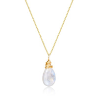 1 x RAW Customer Returns COAI Gift Ideas Women Gold Plated Silver Necklace Made of Gemstones Water Drop Pendant Made of Moonstone Small Pendant - RRP €31.0