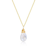 1 x RAW Customer Returns COAI Gift Ideas Women Gold Plated Silver Necklace Made of Gemstones Water Drop Pendant Made of Moonstone Small Pendant - RRP €31.0