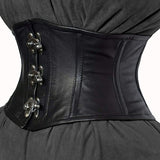 1 x RAW Customer Returns iiffii Corset for Women Waist Shaper Strong Corset Soft Fastening Strips Made of Stainless Steel Waist Trainer Made of Lamb Nappa Leather Black, 48  - RRP €39.31