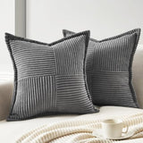 1 x RAW Customer Returns Topfinel set of 2 cushion covers 50 x 50 dark grey corduroy cushion covers cushion cover decorative cushion cover sofa cushion decorative cushion decoration for sofa bedroom living room balcony children fluffy - RRP €23.99