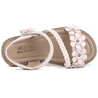 1 x RAW Customer Returns ANBIWANGLUO Sandals Girls Leather Sandals for Girls Summer Shoes Girls Sandals Flowers White, 34 EU Label Size 35 - RRP €25.2