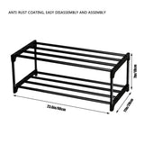 1 x RAW Customer Returns Shoe rack 2 levels, small, can hold 6 pairs of shoes, shoe rack, storage, organizer, anti-rust coating, suitable for dormitory, rental house, balcony, black - RRP €18.52