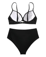 1 x RAW Customer Returns RXRXCOCO Women s Wrap Push Up Bikini Top Tummy Control High Waist Bikini Set Swimwear Black Size L - RRP €36.99