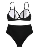 1 x RAW Customer Returns RXRXCOCO Women s Wrap Push Up Bikini Top Tummy Control High Waist Bikini Set Swimwear Black Size L - RRP €36.99