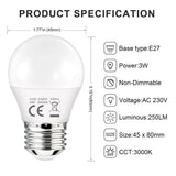 1 x RAW Customer Returns UYHGO E27 LED lamp warm white, 3W replaces 25 watt light bulbs, G45 ball bulbs, 180 beam angle energy saving lamp, not dimmable, pack of 10 - RRP €16.04