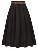 1 x RAW Customer Returns Women s Pleated Skirt Long A-line High Waist Skirt with Pockets Leisure Party Work Black S - RRP €36.85