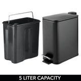 1 x RAW Customer Returns mDesign rectangular pedal bin 5 l stainless steel trash can with pedal, lid and plastic insert elegant cosmetic bin or wastepaper basket for bathroom, kitchen and office black - RRP €35.1