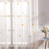 1 x RAW Customer Returns MIULEE Curtain Set of 2 Voile Stars Embroidery Eyelet Curtain Transparent Decorative Curtain Eyelets Sheer Scarves Window Curtain for Children s Room Living Room Bedroom 140 x 175 cm W x H Stars Yellow - RRP €22.8