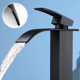 1 x RAW Customer Returns Black Bathroom Faucet, Dolinvo Waterfall Basin Mixer Tap Bathroom Mixer Tap, Single Lever Bathroom Faucet, Cold and Hot Water Available Basin Mixer Tap - RRP €50.87