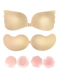 1 x RAW Customer Returns SHEKINI Women s Adhesive Bra, 4 Pairs of Strapless Invisible Push Up Bra Invisible Bras Nipple Cover for Backless Evening Dress, Ball Gown, Wedding Dress - RRP €19.15