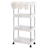 1 x RAW Customer Returns DOEWORKS Rolling Trolley Kitchen Trolley Slim 4 Tier Storage Trolley with Wheels and 3 Hanging Cups Multipurpose Storage Shelf for Kitchen Bathroom Bedroom Office White - RRP €32.76