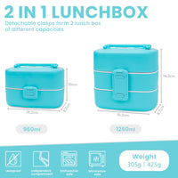 1 x RAW Customer Returns Bugucat children s lunch box with compartments 1260ML, 2 in 1 bento box children with 4 compartments, leak-proof lunch box children s lunch box for kindergarten, lunch box school breakfast box for microwaves  - RRP €19.15