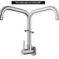 1 x RAW Customer Returns Tondiy kitchen tap wall mounting for cold water, wall tap cold water tap with 360 rotatable, tap wall cold water tap made of stainless steel, matt - RRP €22.8