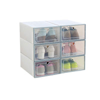 1 x RAW Customer Returns Romancemit Shoe Storage Box, 6 Pack Plastic Shoe Boxes Stackable Foldable Box Home Shoe Organizer for Men Women Large Size - RRP €20.16