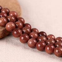 1 x RAW Customer Returns Perlin Gemstone Natural Goldstone Gold Sandstone 8mm Ball Gold River 15pcs Bead with Hole for Threading Gemstones Semi-precious Stone - RRP €8.5