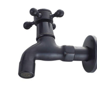 1 x RAW Customer Returns KUNGYO Vintage Cold Water Tap with a Cross Handle G1 2 Interface - Wall Mounted Basin Faucet for Bathroom WC Black  - RRP €18.99