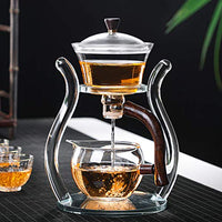 1 x RAW Customer Returns RORA Lazy Kungfu Glass Tea Set, Magnetic Water Flow Teapot with Rotating Cover, Semi-Automatic Glass Jug, Orange - RRP €59.99