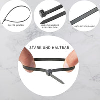 1 x RAW Customer Returns Haus Projekt Mixed Cable Ties Black Pack of 500 Plastic Clips, Cable Management, Tidy Cables, Sturdy Cable Ties, Garden Ties, Small and Large Cable Organizer - RRP €7.99