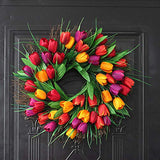 4 x Brand New UNIE 45cm Artificial Silk Tulip Flower Wreaths Spring Wreath for Easter Wedding Decoration - RRP €134.44