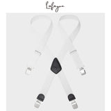 1 x Brand New Lafayon Mens Suspenders Braces For Men 4 Buckles X Back Striped Heavy Duty Men Suspenders Durable Elastic Adjustable Braces Strong Metal Clips - RRP €14.51