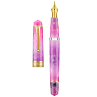 1 x RAW Customer Returns Asvine Piston Fountain Pen P20, Gradual Purple Resin Iridium, Extra Fine Point, Gold Trim, Smooth Writing Collection with Case Set - RRP €40.33