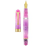 1 x RAW Customer Returns Asvine Piston Fountain Pen P20, Gradual Purple Resin Iridium, Extra Fine Point, Gold Trim, Smooth Writing Collection with Case Set - RRP €40.33