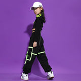 1 x RAW Customer Returns LOLANTA Hip Hop Clothing Girls, Teenager Jazz Dance Outfit, Crop Top Cargo Trousers Clothing Set Black, 10-11 Years, Day 150  - RRP €48.98