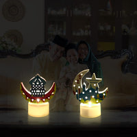 1 x Brand New Ramadan Decorations LED Candle Lights, 4 Pack Ramadan Lights with Oil Lamp, Pagoda, Moon Shaped, Eid Mubarak Decorations Lights Ornaments for Home Bedroom Decor, Eid Party Gift Colored  - RRP €12.08