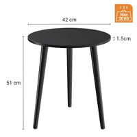 1 x RAW Customer Returns APICIZON side table, coffee table round 42 cm, height 51 cm, sofa table with solid wood legs, Scandinavian style, bedside table wooden for living room, bedroom, black - RRP €37.37