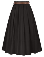 1 x Brand New Women s Pleated Skirt Long A-Line High Waist Skirt with Pockets Leisure Party Work Black S - RRP €36.85