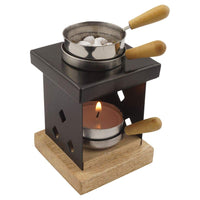 1 x RAW Customer Returns Metal incense burner on wooden base with incense pot Design Arian H 8.5 cm - RRP €24.71