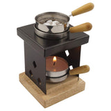 1 x RAW Customer Returns Metal incense burner on wooden base with incense pot Design Arian H 8.5 cm - RRP €24.71