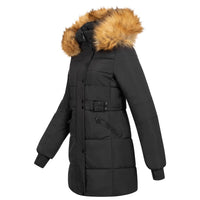 1 x RAW Customer Returns Elara Women s Quilted Winter Jacket Faux Fur Collar Black Chunkyrayan EL-JA02 Black Natural 44 2XL  - RRP €80.62