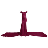 1 x RAW Customer Returns IMEKIS Women s Maternity Dress Sleeveless Off Shoulder Pregnancy Dress Photo Shoot Party Dress Long Pregnant Ball Gown Festive Trailing Dress Baby Shower Photography Props Wine Red - RRP €49.3