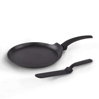 1 x RAW Customer Returns ROSMARINO pancake pan for induction and other types of cookers, 26 cm - A phenomenal pan for crispy taste - With spatula and pancake recipes - RRP €28.72