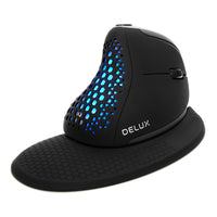 1 x RAW Customer Returns DeLUX Seeker Ergonomic Mouse Wireless, Vertical Mouse with OLED Screen and Thumb Wheel, Connect up to 4 Devices, 7200DPI, Programmable, Rechargeable, Silent Click M618XSD-Black  - RRP €72.73