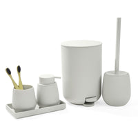 1 x RAW Customer Returns AJEUNGAIN Modern Bathroom Set Black, Decorative Bathroom Equipment Sets Organizer, Bathroom Set Trash can Toilet brush Soap dispenser and Toothbrush cup tray Black  - RRP €58.48