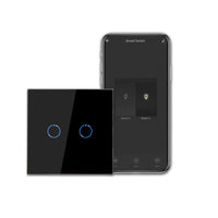 1 x RAW Customer Returns CNBINGO Smart Touch Light Switch Works with Alexa, Google Assistant - WLAN Switch flush-mounted - with glass panel - double wall switch in black - Neutral conductor is required - 600W way - RRP €22.38