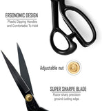 1 x RAW Customer Returns JINJIAN Fabric Scissors 22.5 cm, Tailor s Scissors made of carbon steel, Sewing Scissors with Thread Cutter for Cutting Clothes, Fabric, Leather, Sewing and Crafting Right-Handed  - RRP €13.99