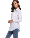 1 x RAW Customer Returns fuinloth Women s Shirt Elegant Long Blouse Basic V-Neck Shirt Blouse OL Work Work Shirts with Buttons Jean Blouse White XL - RRP €28.22