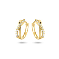 1 x RAW Customer Returns Sparkle14-585 real gold small earrings with zirconia for women and girls - hoop earrings with hinge - earrings 12.5 mm - 14 carat gold - sustainably produced - RRP €200.68