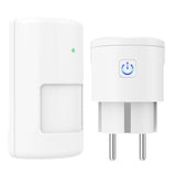 1 x RAW Customer Returns Motion detector socket, Milduall wireless infrared PIR motion sensor radio passage detector socket Range up to 12m Battery operated Wireless radio switch for alarm system lighting - RRP €22.99