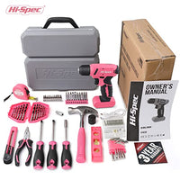 1 x RAW Customer Returns Hi-Spec 58 pc. tool case pink with 8V USB cordless screwdriver for women. Tool case filled for household DIY repairs and maintenance. Tools for women  - RRP €62.99