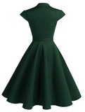 1 x RAW Customer Returns Wedtrend Vintage Dress V Neckline 1950s Cocktail Rockabilly Women Party Dress WTP10007-2ForestGreen-XLarge - RRP €42.99